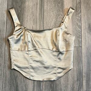Abercrombie & Fitch Satin Tank Top - Champagne